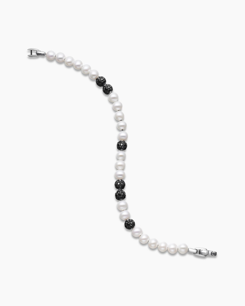 Mens Spiritual Beads Bracelet in Sterling Silver with Pavé, 6mm