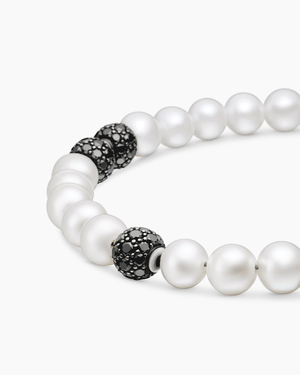 Mens Spiritual Beads Bracelet in Sterling Silver with Pavé, 6mm