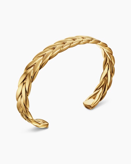 Mens Chevron Cuff Bracelet in 18K Yellow Gold, 9mm