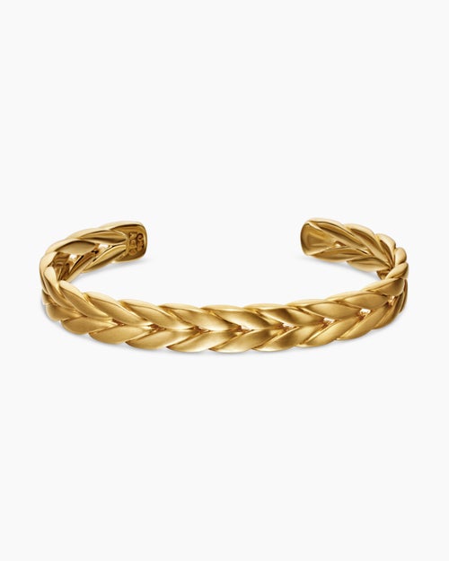 Mens Chevron Cuff Bracelet in 18K Yellow Gold, 9mm