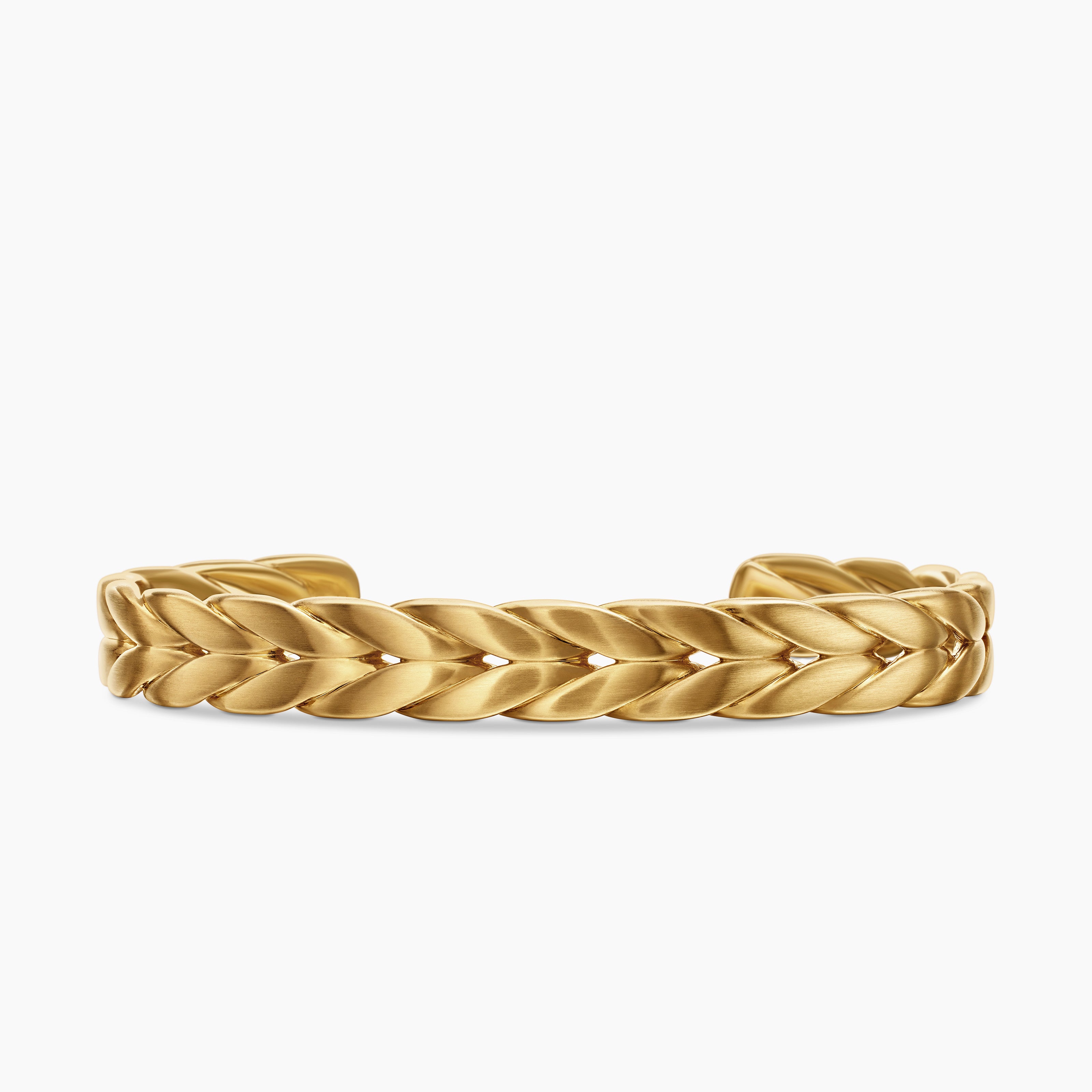 Mens Chevron Cuff Bracelet in 18K Yellow Gold, 9mm