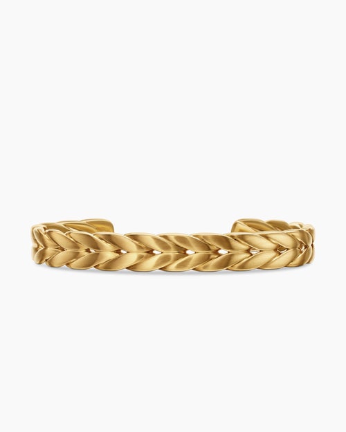 Mens Chevron Cuff Bracelet in 18K Yellow Gold, 9mm