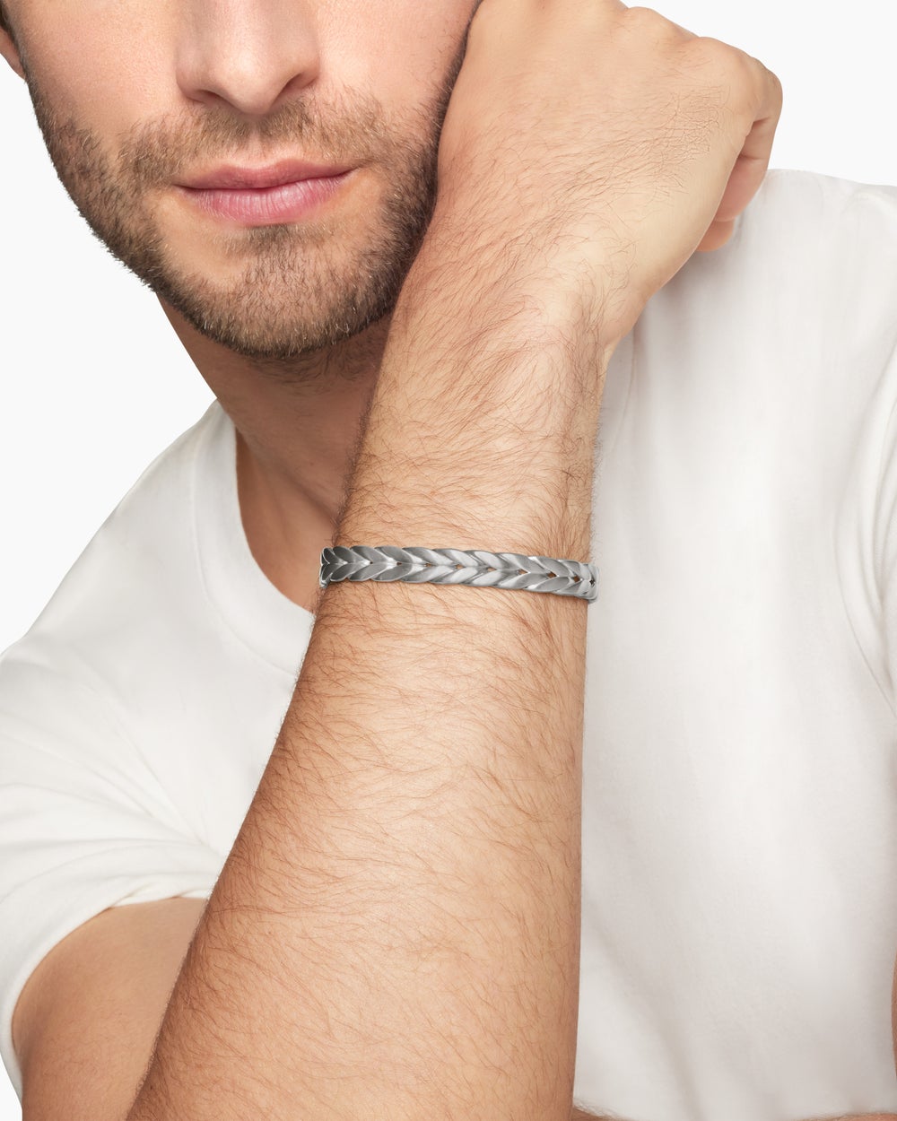 Mens Chevron Cuff Bracelet in Sterling Silver, 9mm