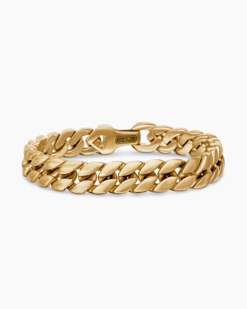 Mens Curb Chain Bracelet in 18K Yellow Gold, 11.5mm