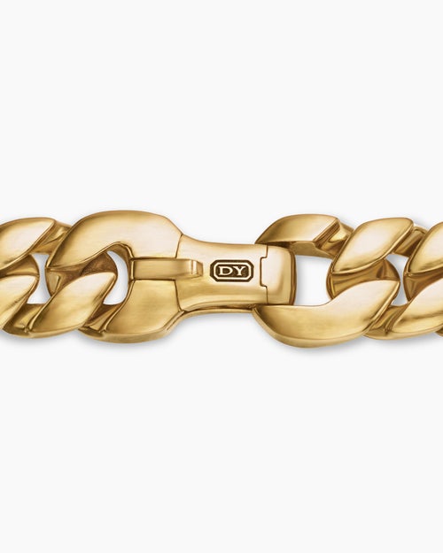 Mens Curb Chain Bracelet in 18K Yellow Gold, 11.5mm