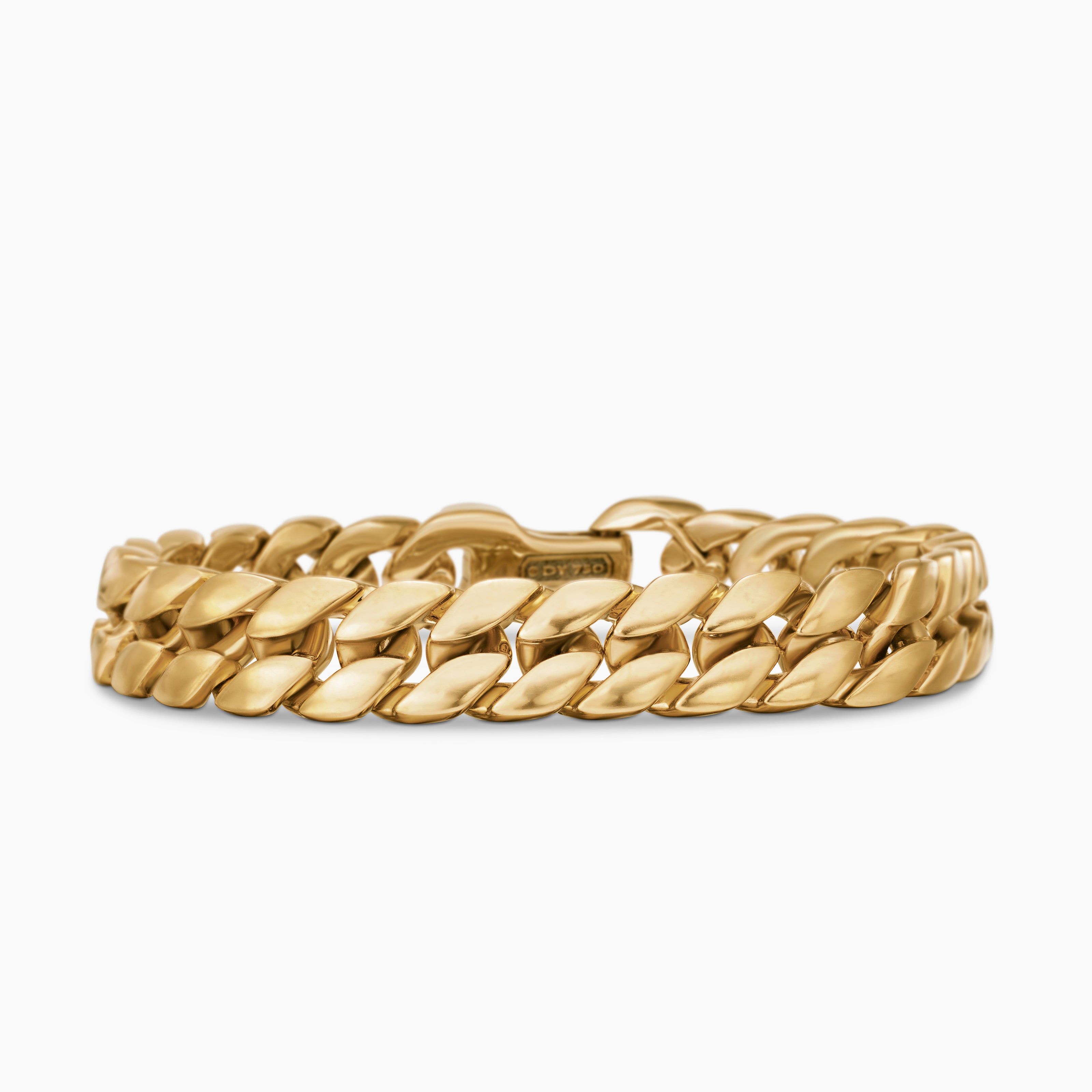 Mens Curb Chain Bracelet in 18K Yellow Gold, 11.5mm