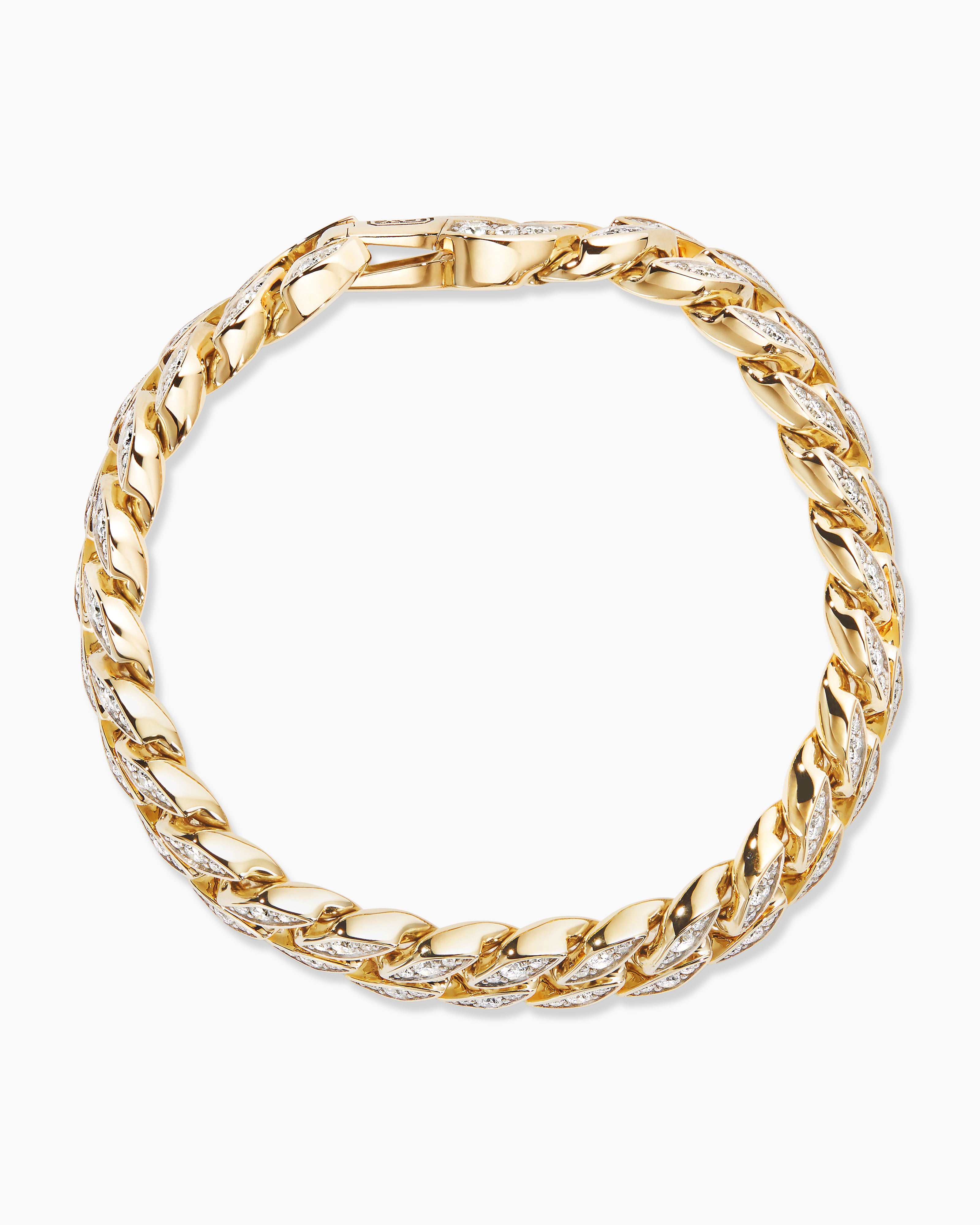 David Yurman Curb Chain Bracelet in 18K Yellow Gold with Pavu00c3u00a9  Diamonds