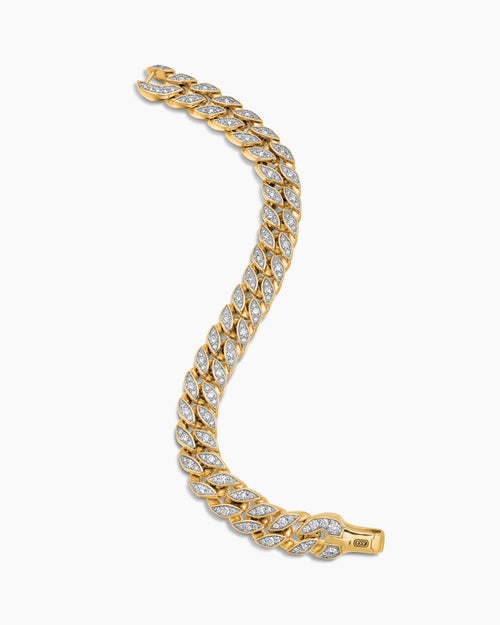 Mens Curb Chain Bracelet in 18K Yellow Gold, 11.5mm
