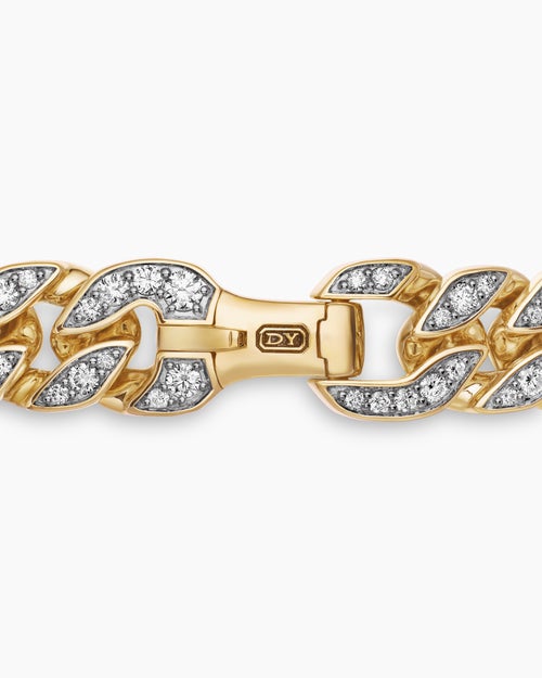 Mens Curb Chain Bracelet in 18K Yellow Gold, 11.5mm