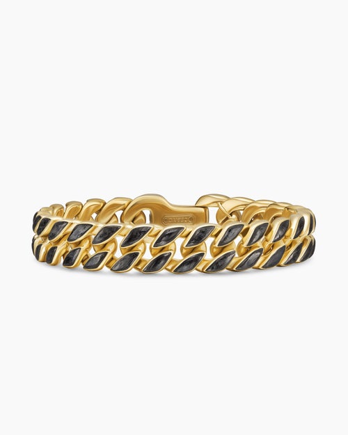 Mens Curb Chain Bracelet in 18K Yellow Gold, 11.5mm