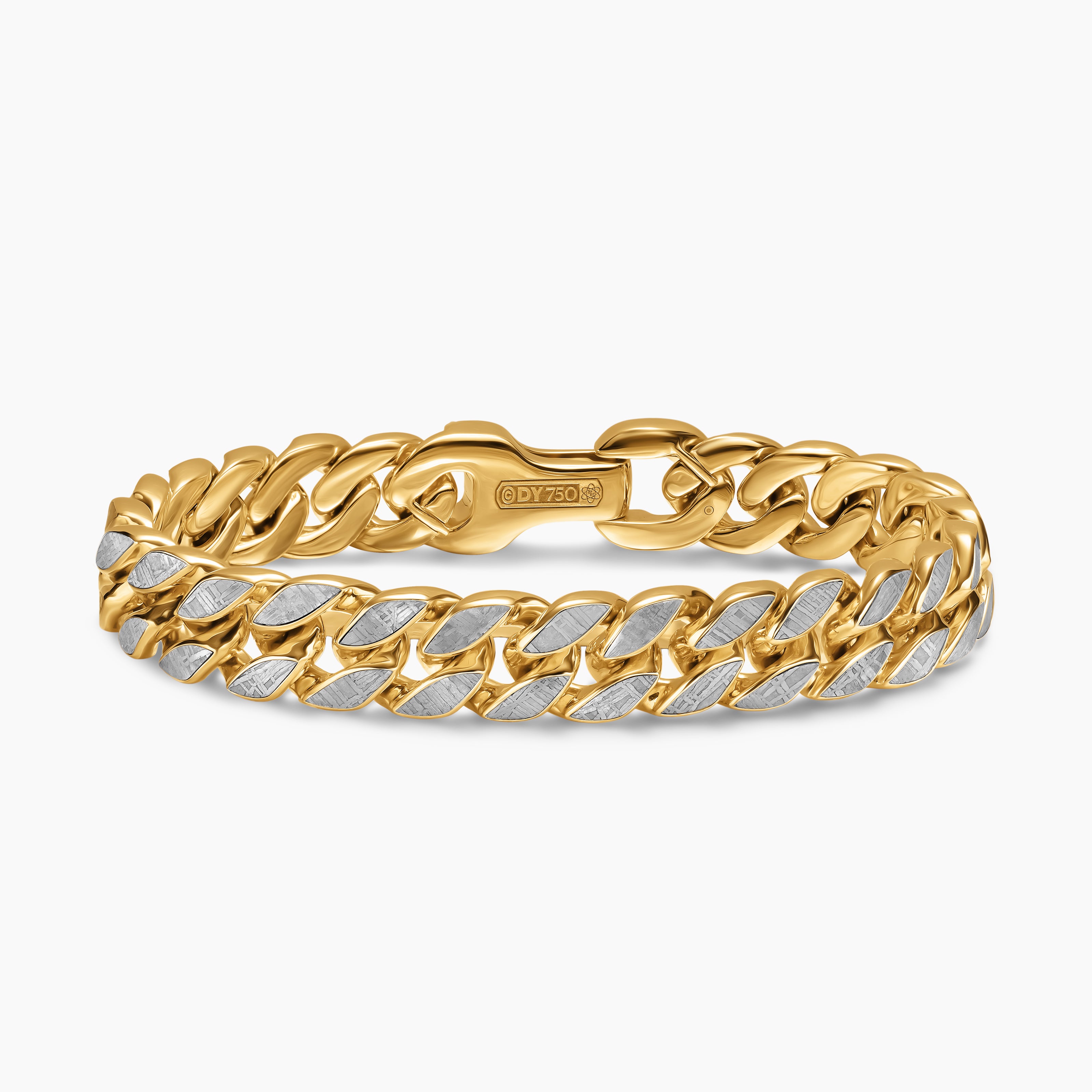 Mens Curb Chain Bracelet in 18K Yellow Gold, 11.5mm
