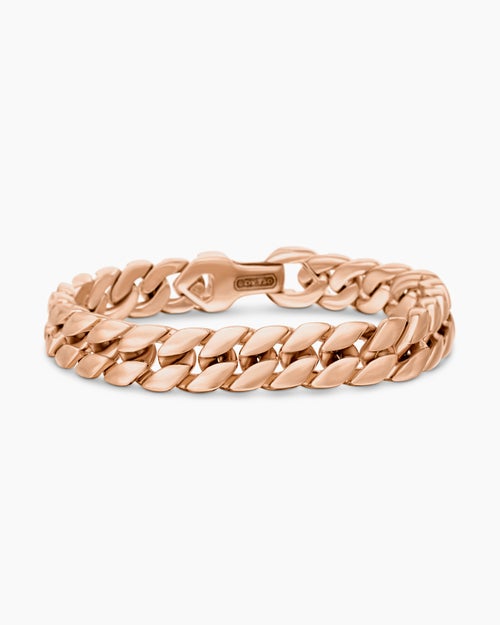 Mens Curb Chain Bracelet in 18K Rose Gold, 11.5mm