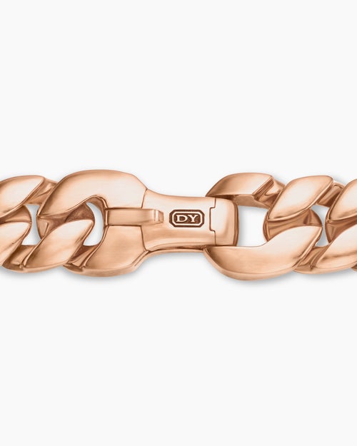 Mens Curb Chain Bracelet in 18K Rose Gold, 11.5mm