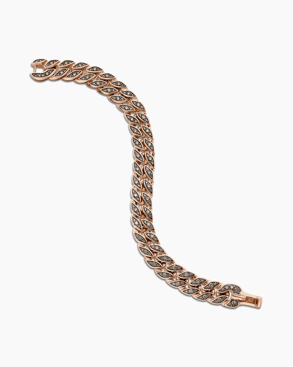 Curb Chain Bracelet in 18K Rose Gold with Cognac Diamonds, 11.5mm