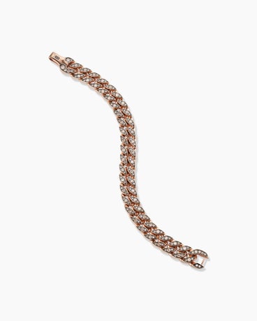 Curb Chain Bracelet in 18K Rose Gold with Cognac Diamonds, 11.5mm