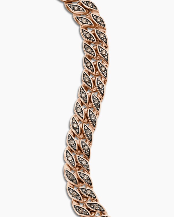 Curb Chain Bracelet in 18K Rose Gold with Cognac Diamonds, 11.5mm