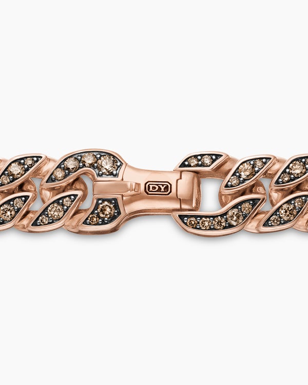 Curb Chain Bracelet in 18K Rose Gold with Cognac Diamonds, 11.5mm