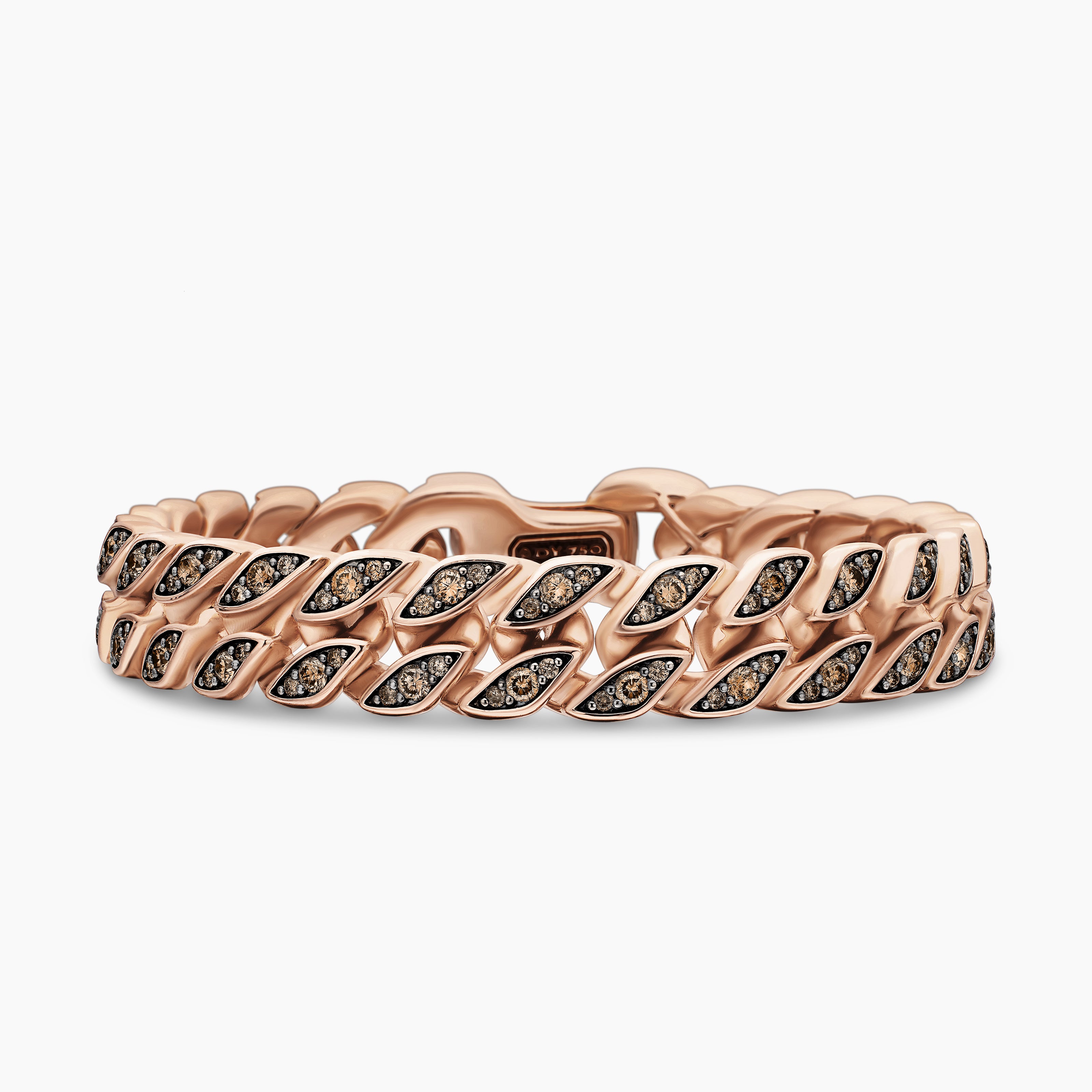Mens Curb Chain Bracelet in 18K Rose Gold, 11.5mm