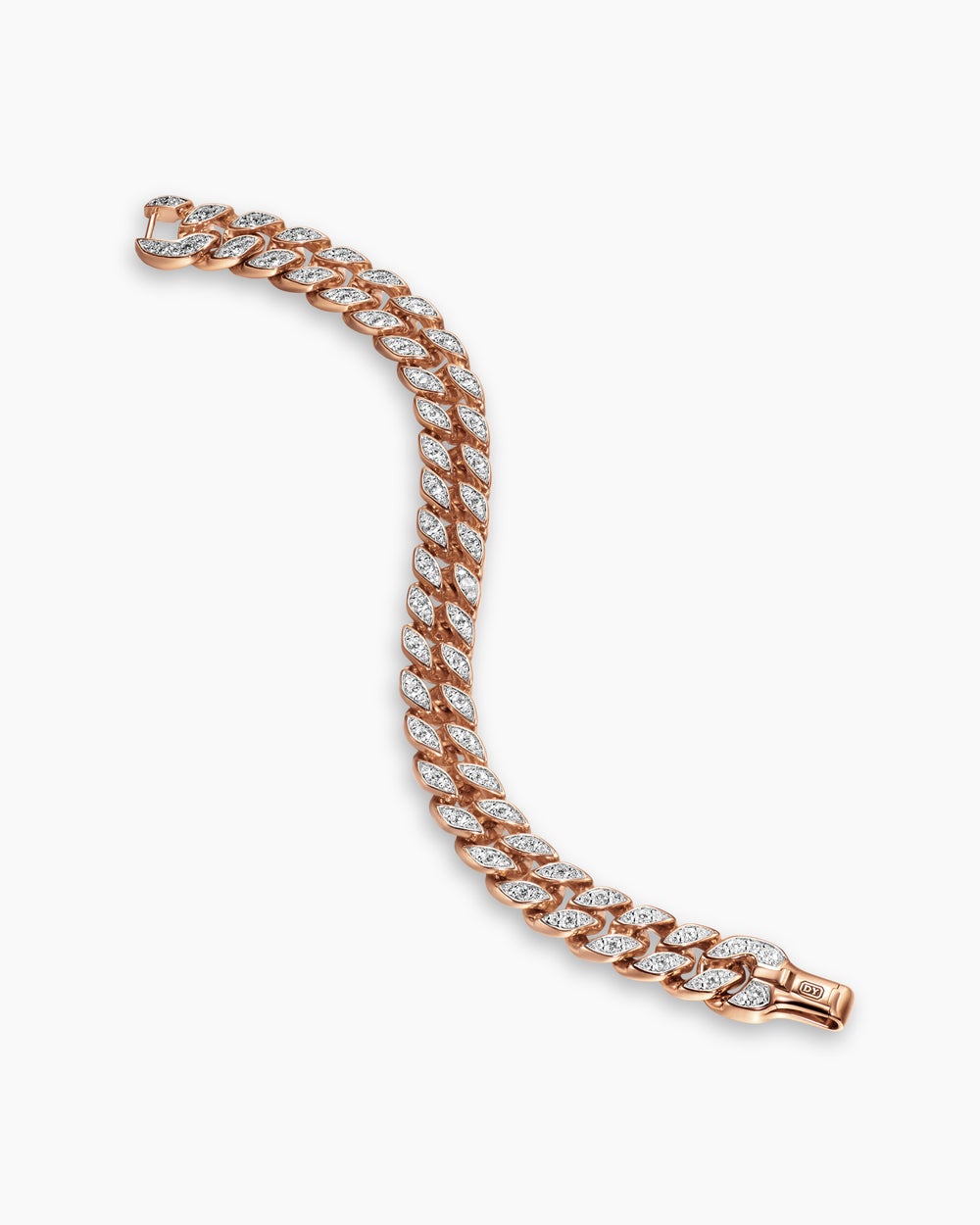 Mens Curb Chain Bracelet in 18K Rose Gold, 11.5mm