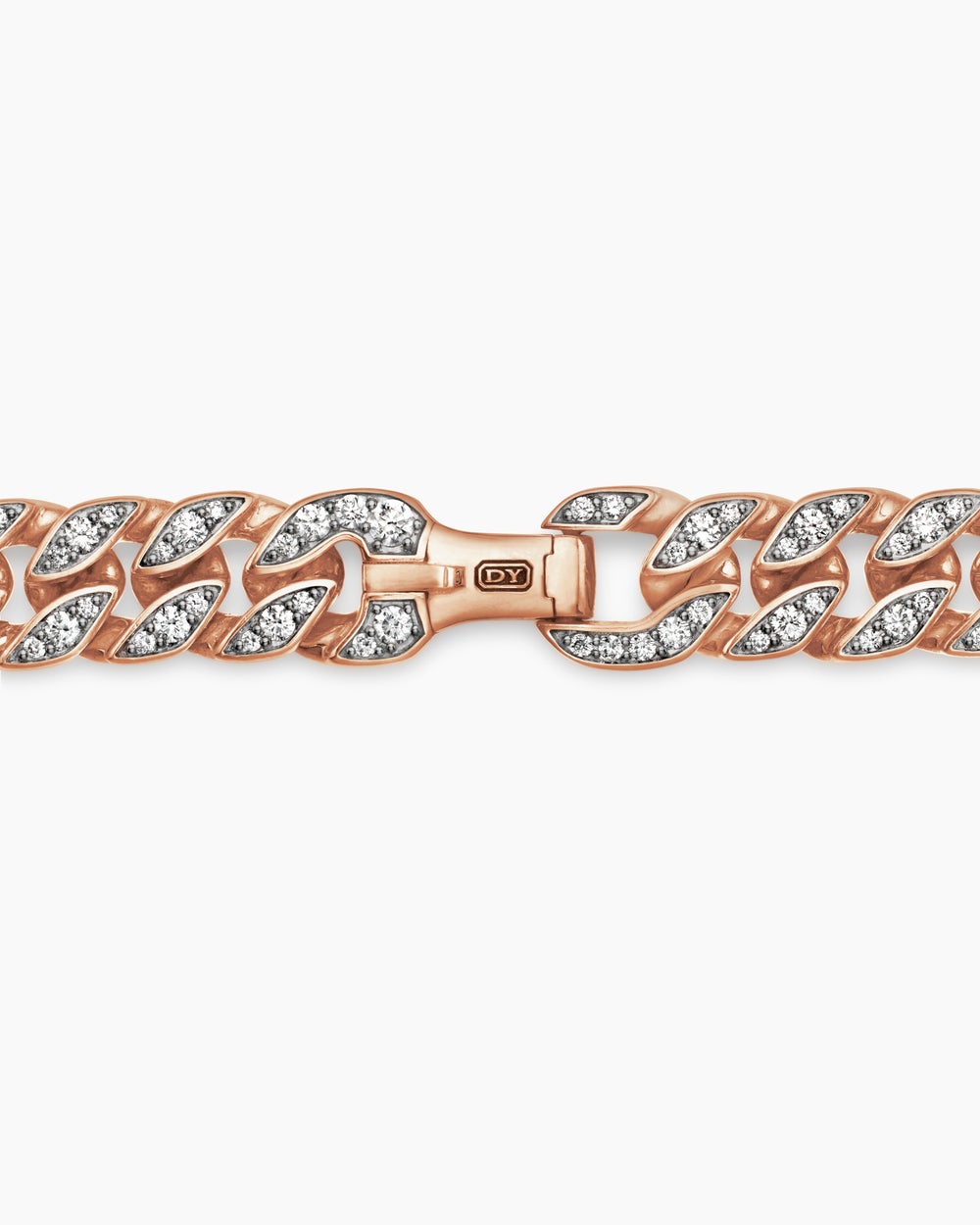 Mens Curb Chain Bracelet in 18K Rose Gold, 11.5mm