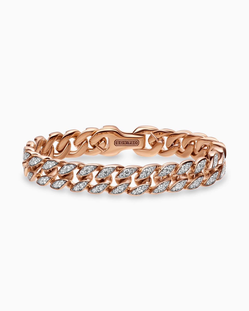 Mens Curb Chain Bracelet in 18K Rose Gold, 11.5mm