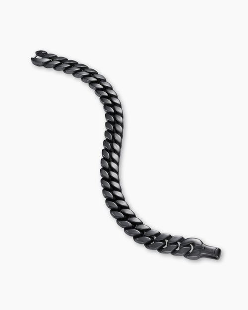 Mens Curb Chain Bracelet in Black Titanium, 11.5mm