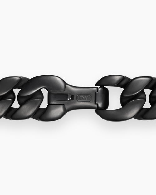 Mens Curb Chain Bracelet in Black Titanium, 11.5mm