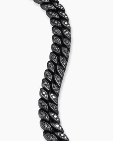 Bracelet chaîne en maille cheval en titane noir avec diamants noirs, 11,5 mm
