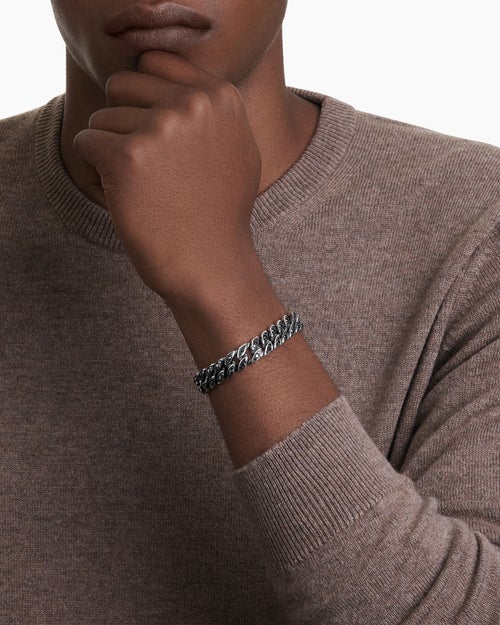 Mens Curb Chain Bracelet in Black Titanium, 11.5mm