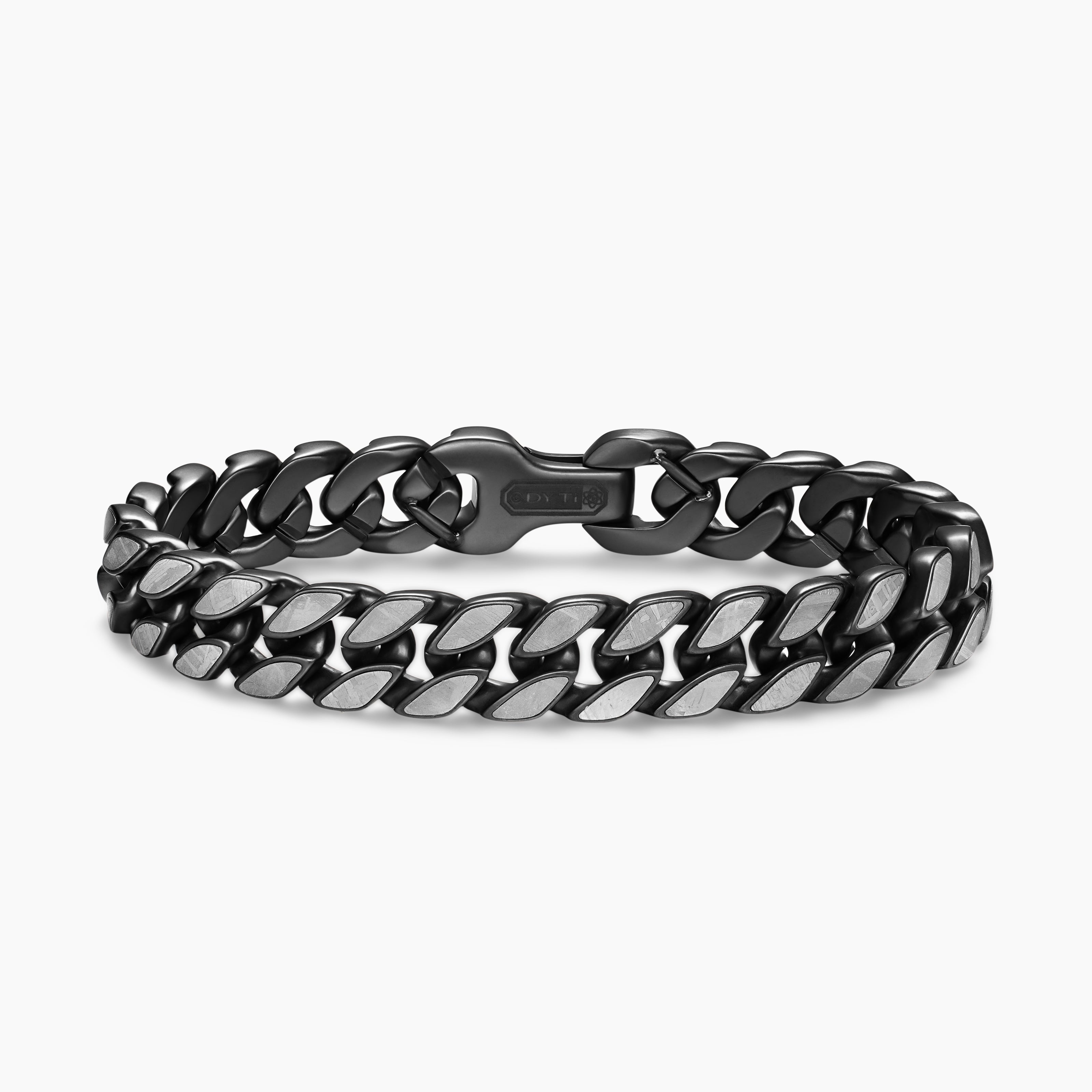 Mens Curb Chain Bracelet in Black Titanium, 11.5mm