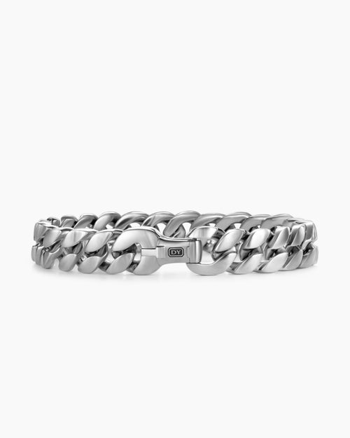 Mens Curb Chain Bracelet in Platinum, 11.5mm