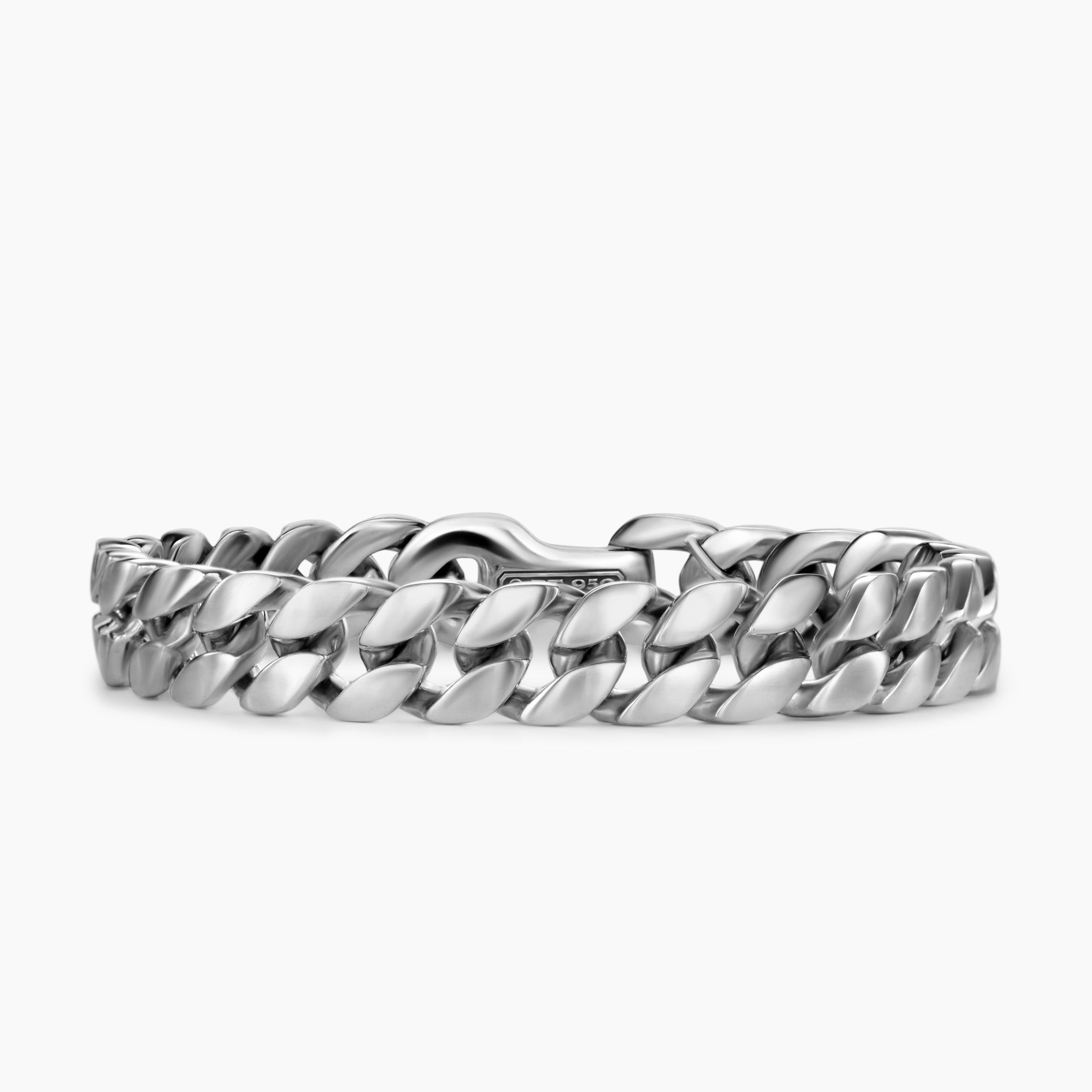 Mens Curb Chain Bracelet in Platinum, 11.5mm