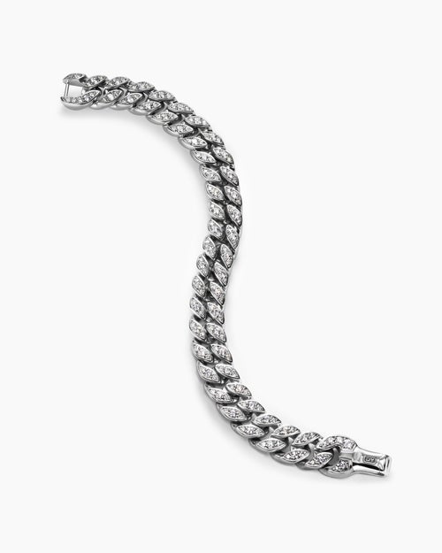 Mens Curb Chain Bracelet in Platinum, 11.5mm