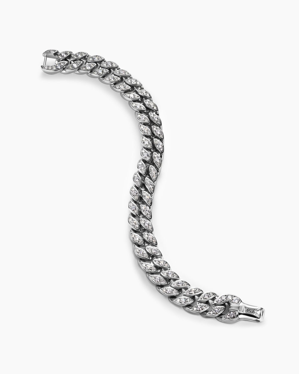 Mens Curb Chain Bracelet in Platinum, 11.5mm