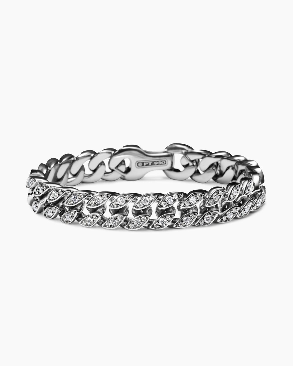 Mens Curb Chain Bracelet in Platinum, 11.5mm