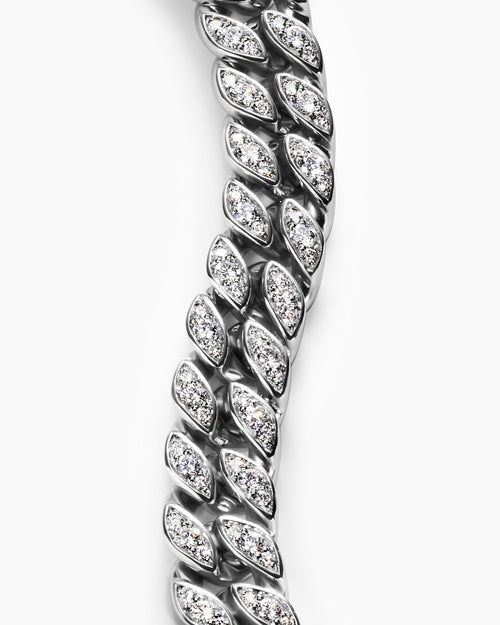 Mens Curb Chain Bracelet in Platinum, 11.5mm