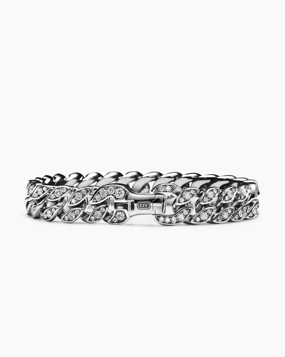 Mens Curb Chain Bracelet in Platinum, 11.5mm