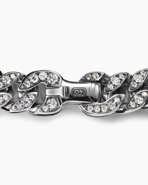 Mens Curb Chain Bracelet in Platinum, 11.5mm