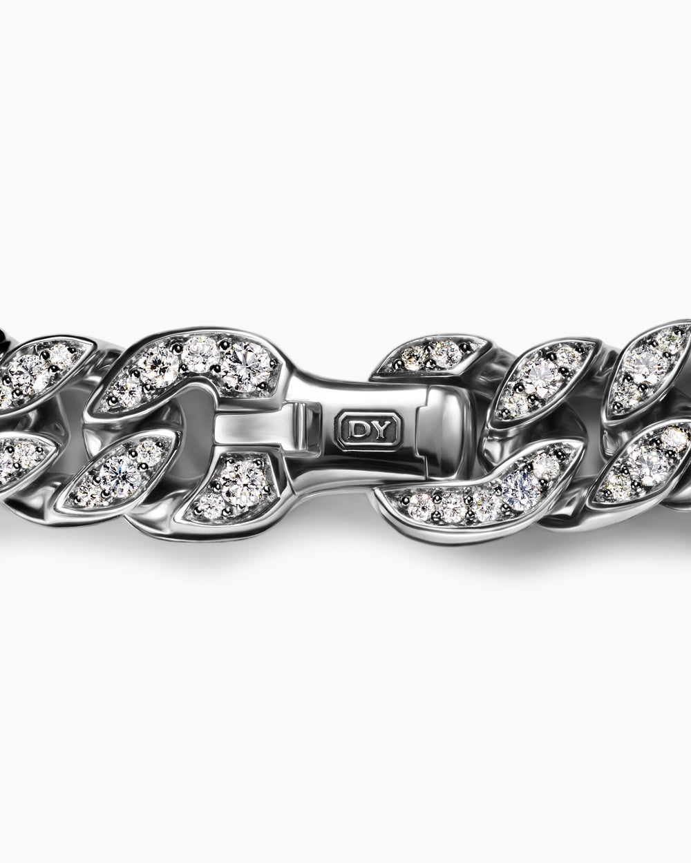 Mens Curb Chain Bracelet in Platinum, 11.5mm