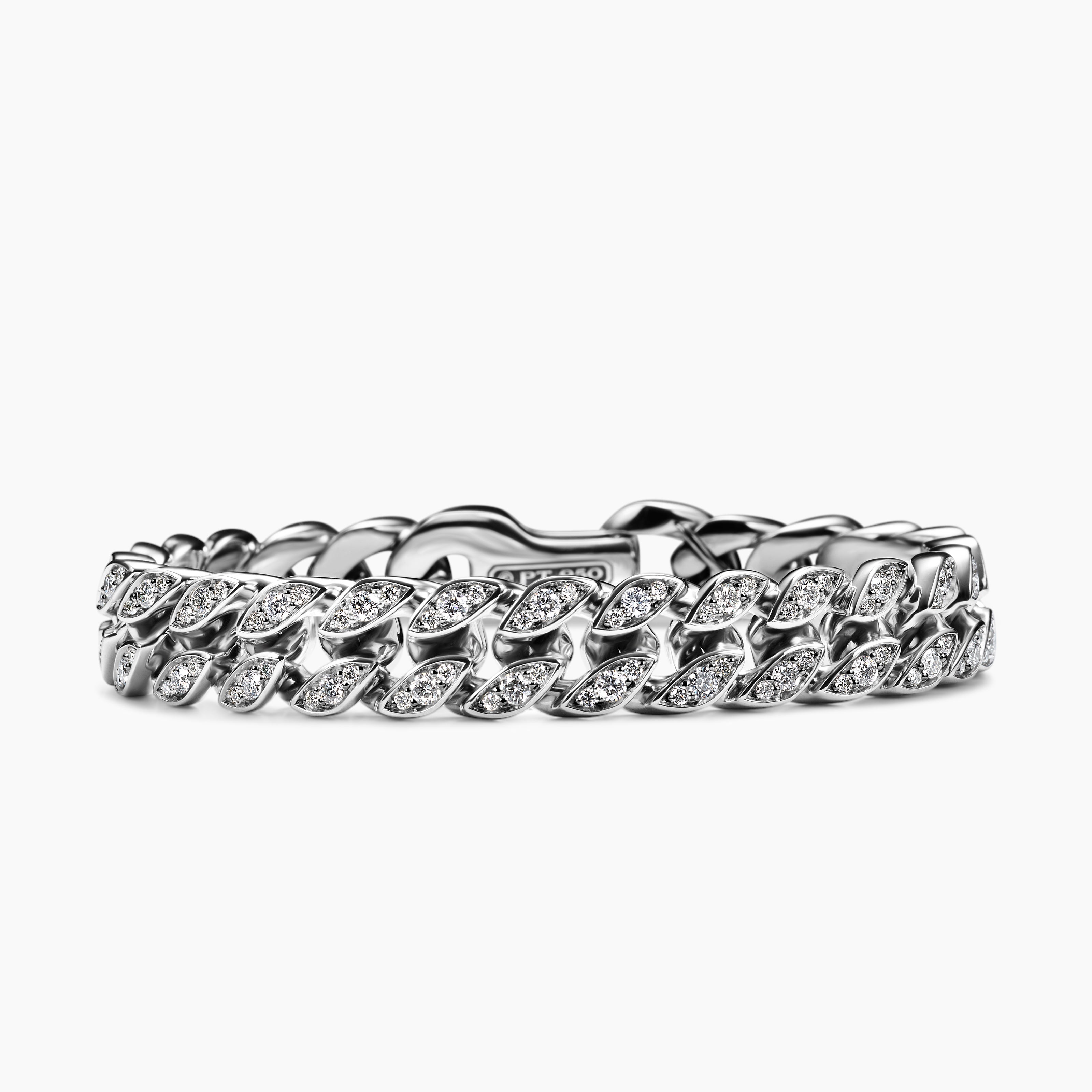 Mens Curb Chain Bracelet in Platinum, 11.5mm