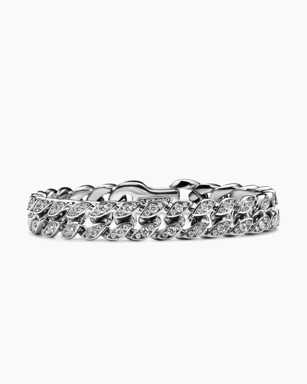 Mens Curb Chain Bracelet in Platinum, 11.5mm