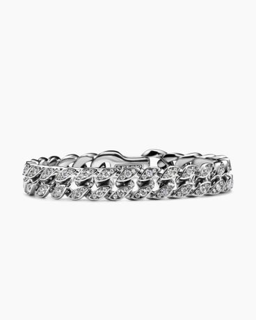 Curb Chain Bracelet in Platinum with Diamonds