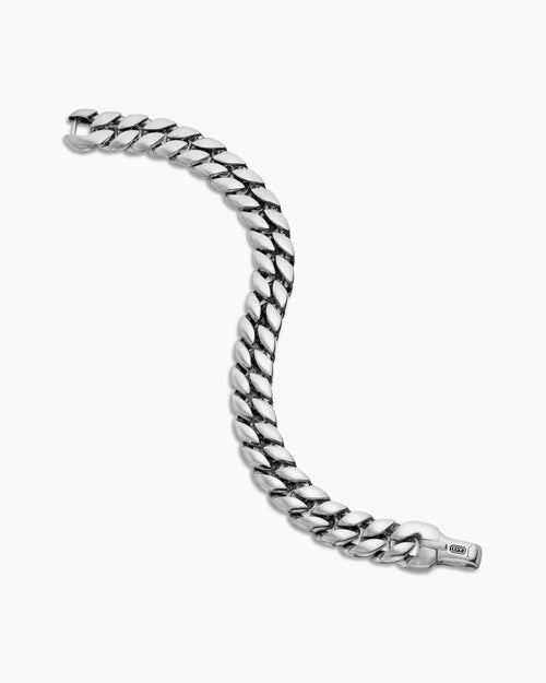 Mens Curb Chain Bracelet in Sterling Silver, 11.5mm