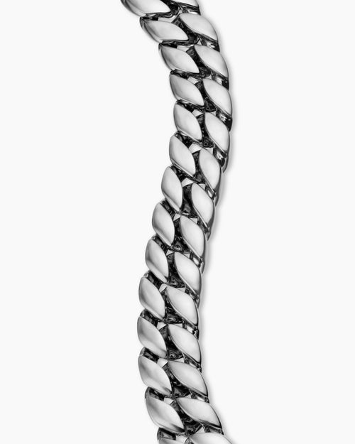 Mens Curb Chain Bracelet in Sterling Silver, 11.5mm