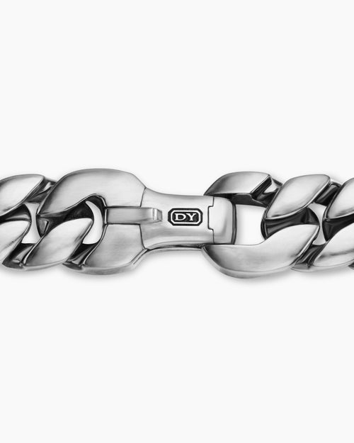 Mens Curb Chain Bracelet in Sterling Silver, 11.5mm