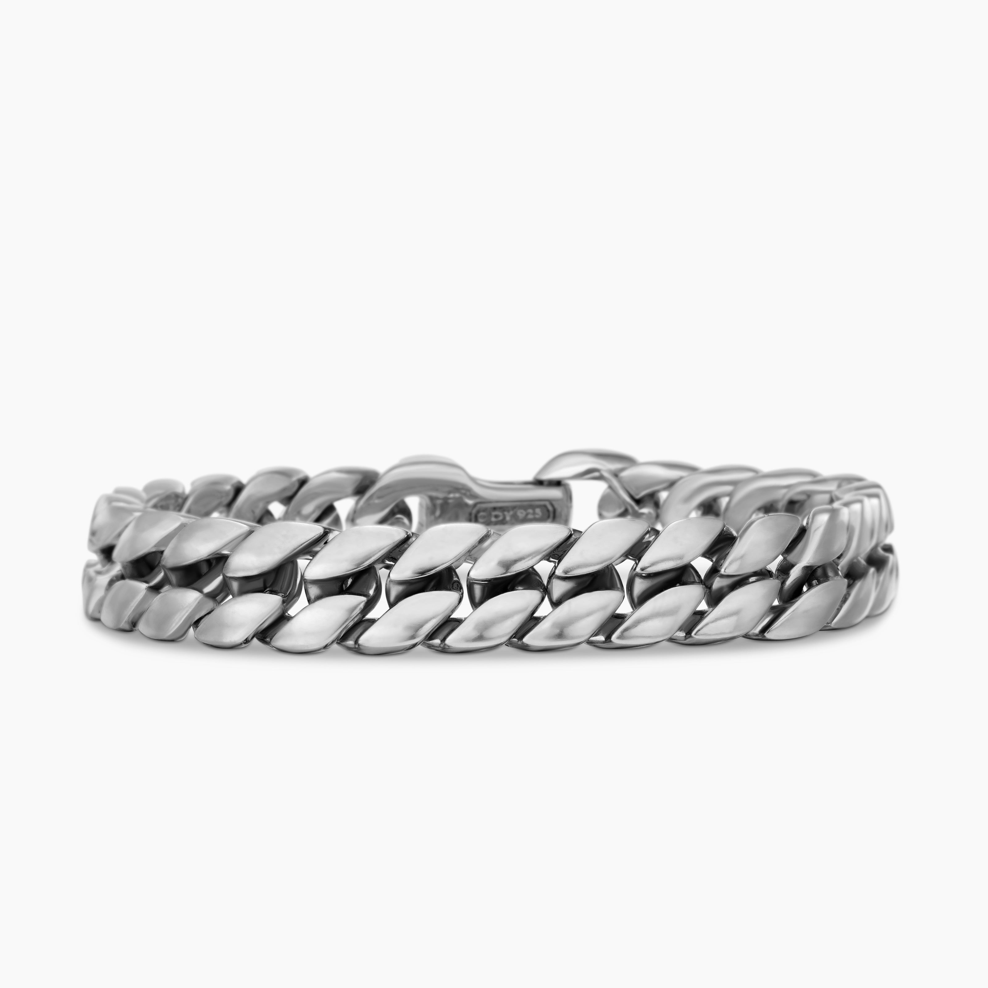 Mens Curb Chain Bracelet in Sterling Silver, 11.5mm