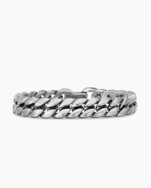 Mens Curb Chain Bracelet in Sterling Silver, 11.5mm