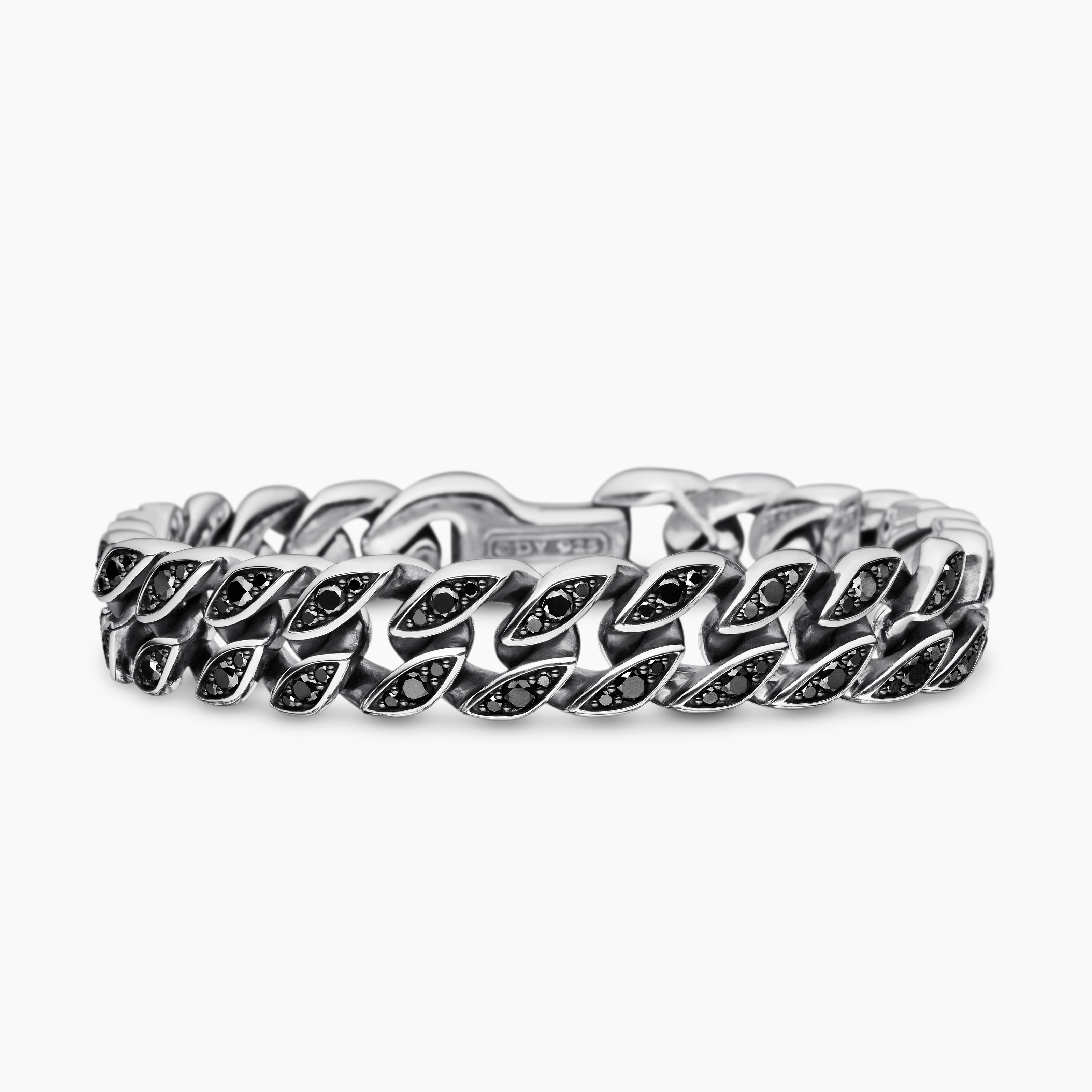 Mens Curb Chain Bracelet in Sterling Silver, 11.5mm
