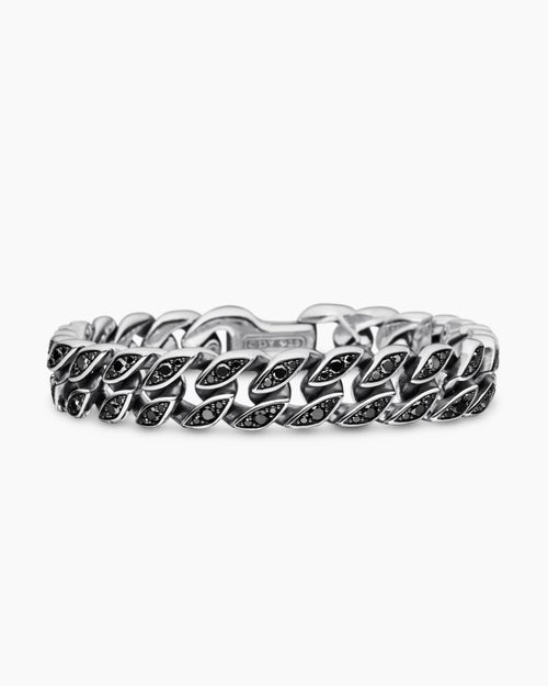 Mens Curb Chain Bracelet in Sterling Silver, 11.5mm
