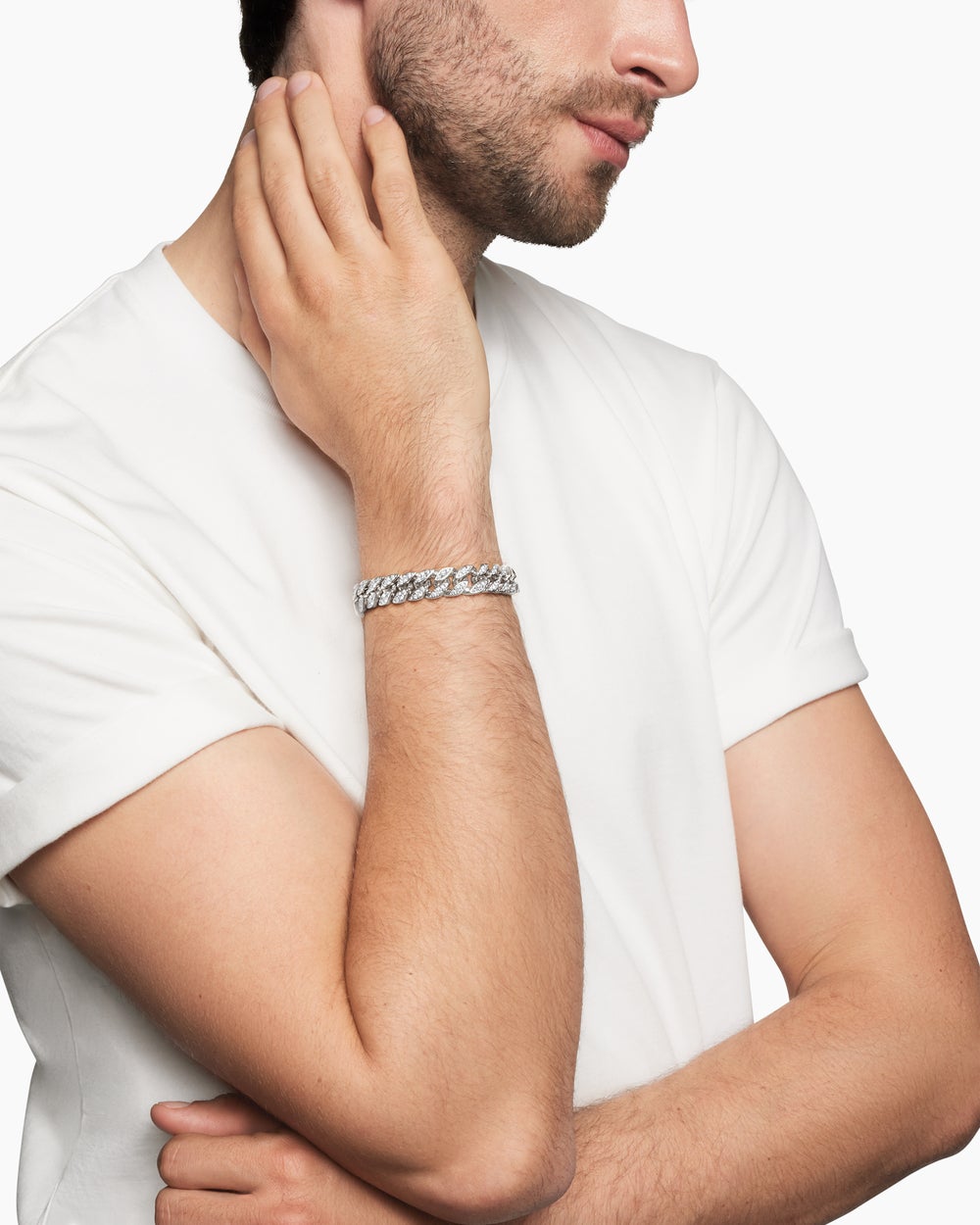 Mens Curb Chain Bracelet in Sterling Silver, 11.5mm